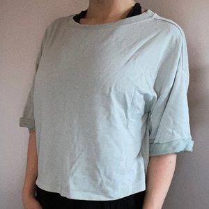 Faded Teal Loose Crop Top